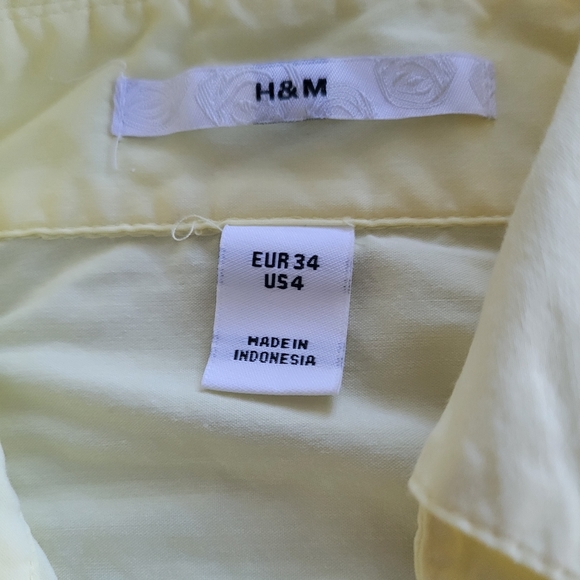 H&M Women's Button Up Blouse Yellow Size 4 - Picture 3 of 6